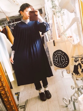 「Dr. Martens（ドクターマーチン）のDr.Martens (ドクターマーチン)/1461 3EYE GIBSON SHOES（その他シューズ）」を使った、airさん（レディース・166cm）の冬コーディネート