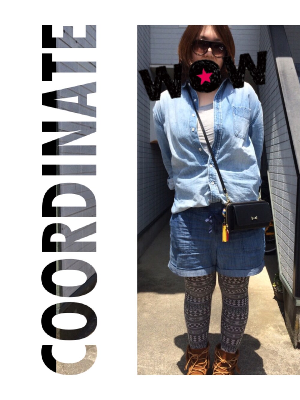 「デニムオンデニム、エスニック風、サングラス、フリンジ、髪切った〜♡」｜「H&Mのアイテム（サングラス、ブラック系）」を使った、Yumam♡haruさん（レディース・165cm）の夏コーディネートの1枚目の写真