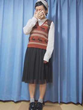 「LEPSIM（レプシィム）の【LEPSIM】ネジリヘアバンド　523861（ヘアバンド、グレー系）」を使った、なちゅみゃいくさん（レディース・148cm）の秋コーディネート