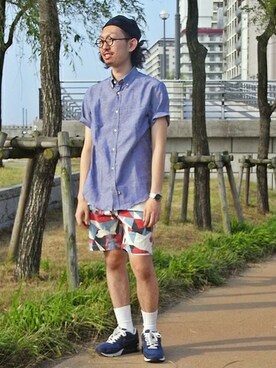 「SHIPS JET BLUE（シップスジェットブルー）のアイテム（レッグウェア）」を使った、佐藤さん（メンズ・172cm）の夏コーディネート