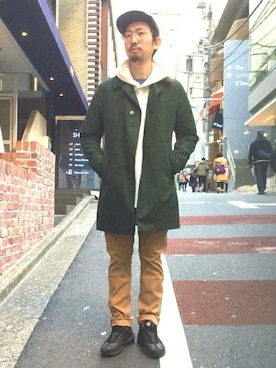 「SHIPS JET BLUE（シップスジェットブルー）のアイテム（ステンカラーコート）」を使った、佐藤さん（メンズ・172cm）の冬コーディネート