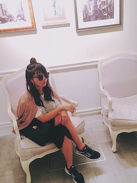 「大阪旅行」｜「アイテム（ブルゾン）」を使った、たかしばさん（レディース・161cm）の夏コーディネート