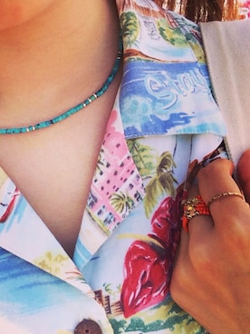 「VINTAGE（ヴィンテージ）のアイテム（シャツ/ブラウス、ブルー系）」を使った、ayukaさん（レディース・155cm）の春コーディネート