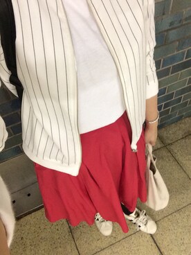 「adidas Originals（アディダスオリジナルス）の【adidas Originals 】SUPERSTAR 80s（スニーカー、ホワイト系）」を使った、ayukaさん（レディース・155cm）の春コーディネート