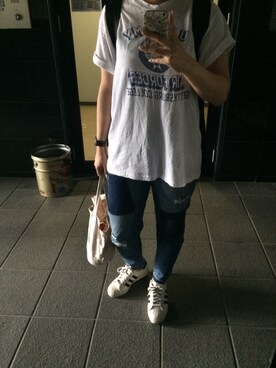 「le.coeur blanc（ルクールブラン）のアイテム（デニムパンツ、ブルー系）」を使った、ayukaさん（レディース・155cm）の春コーディネート