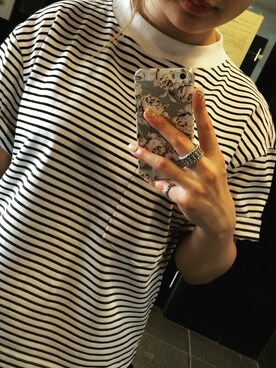 「JANESMITH（ジェーンスミス）のアイテム（Tシャツ/カットソー、ホワイト系）」を使った、ayukaさん（レディース・155cm）の春コーディネート