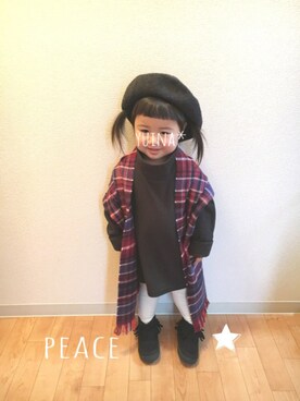「キッズレギンス部」｜「アイテム（その他）」を使った、yuina*さん（キッズ・80cm）の冬コーディネート