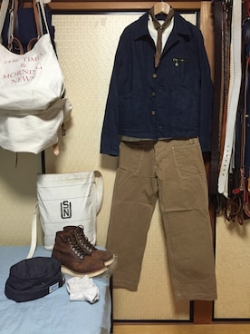 「Waste(twice)（ウェストトゥワイス）のアイテム（パンツ）」を使った、Koji Shoさん（メンズ・165cm）の夏コーディネート