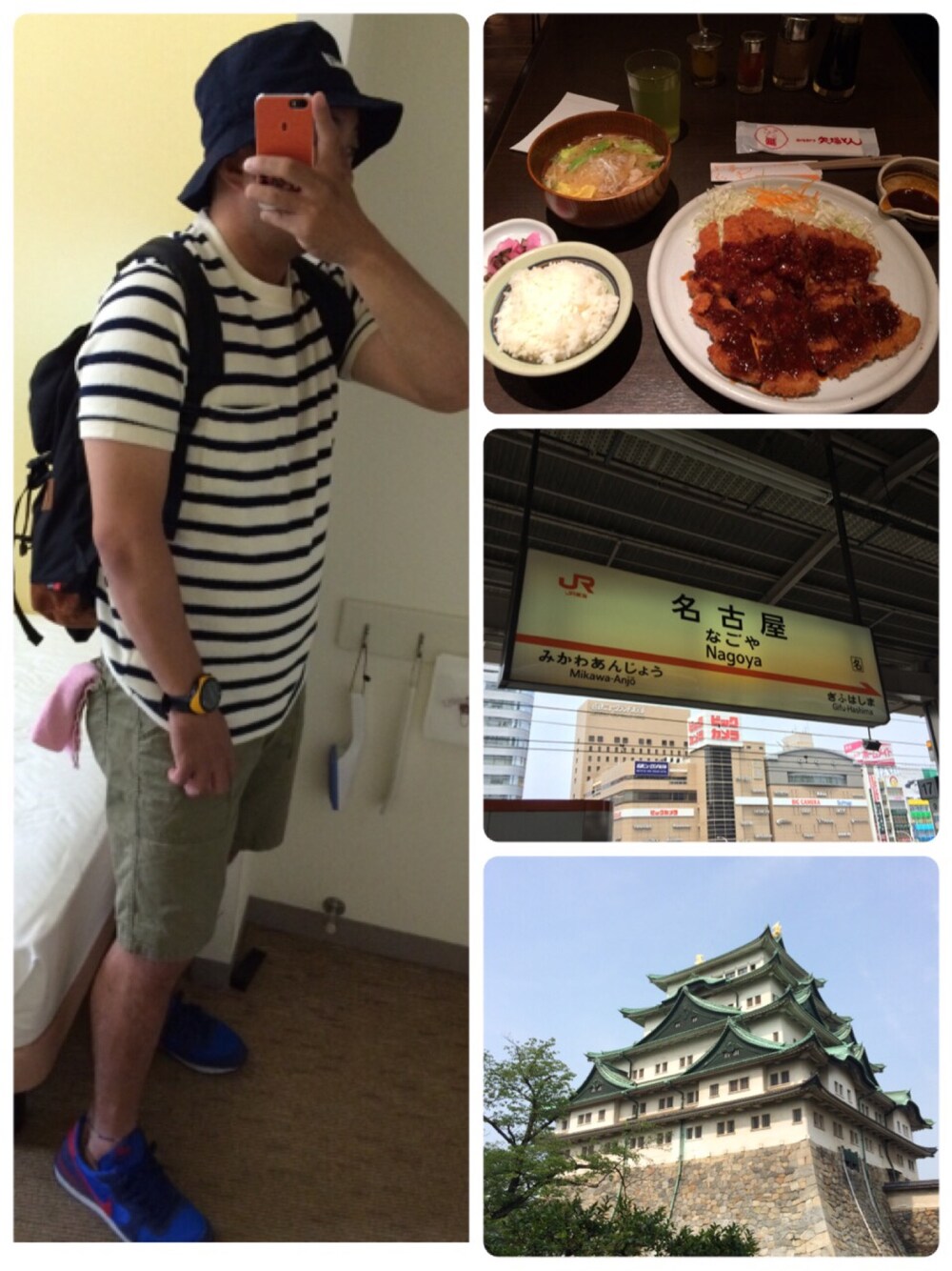 ホワイト系のTシャツ/カットソー、グリーン系のその他パンツ、ブラック系のバックパック/リュックを着用したメンズの夏コーディネートの1枚目の写真