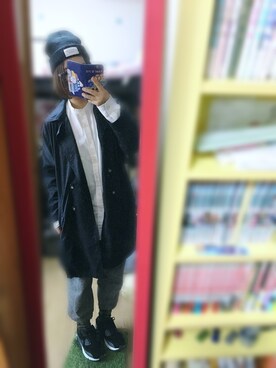 「ノーカラーシャツ」｜「アイテム（トレンチコート）」を使った、aosukeさん（レディース・152cm）の秋コーディネート