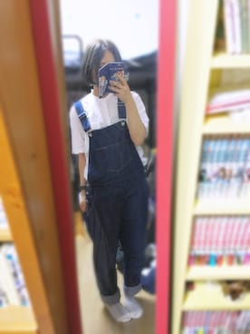「ノーカラーシャツ」｜「アイテム（オールインワン・サロペット）」を使った、aosukeさん（レディース・152cm）の夏コーディネート