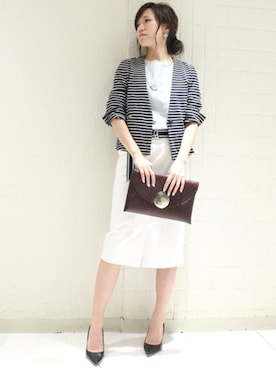 「TIENS ecoute（ティアンエクート）のアイテム（ノーカラージャケット）」を使った、maimai158さん（レディース・158cm）の春コーディネート
