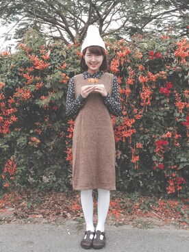 「アイテム（その他トップス、ブラウン系）」を使った、Zhiling Linさん（レディース・167cm）の冬コーディネート