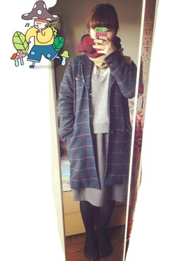 「CUBE SUGAR（キューブシュガー）のアイテム（チェスターコート）」を使った、みさきさん（レディース・155cm）の冬コーディネート
