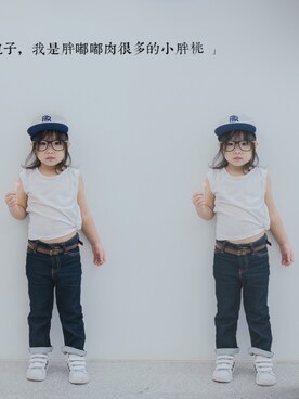 「H&M（エイチ・アンド・エム）のアイテム（キャスケット）」を使った、c.Taoさん（キッズ・100cm）の夏コーディネート