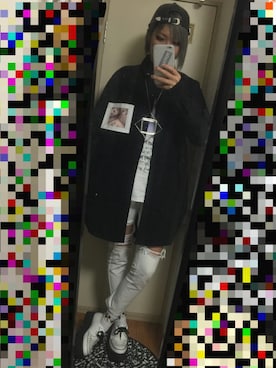 「M.Y.O.B（エム.ワイ.オー.ビー）のアイテム（Tシャツ/カットソー）」を使った、律さん（レディース・172cm）の冬コーディネート