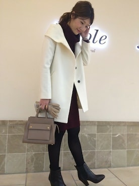 「アイテム（手袋、ホワイト系）」を使った、mikiさん（レディース・163cm）の秋コーディネート