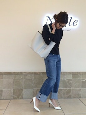 「Noble（ノーブル）のアイテム（デニムパンツ）」を使った、mikiさん（レディース・163cm）の冬コーディネート
