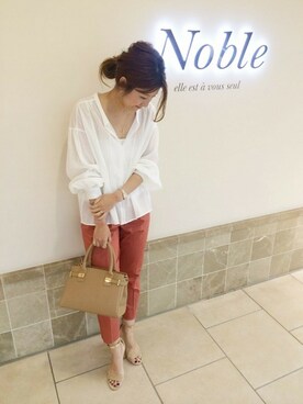 「Noble（ノーブル）のアイテム（トートバッグ）」を使った、mikiさん（レディース・163cm）の夏コーディネート