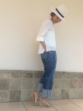 「Noble（ノーブル）のアイテム（帽子）」を使った、mikiさん（レディース・163cm）の夏コーディネート