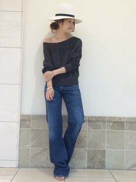 「アイテム（バングル/リストバンド）」を使った、mikiさん（レディース・163cm）の夏コーディネート