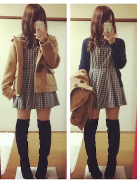 「one after another NICE CLAUP（ワンアフターアナザーナイスクラップ）のアイテム（ダッフルコート）」を使った、hachiさん（レディース・147cm）の秋コーディネート