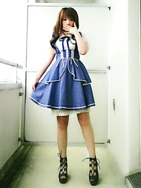 「axes femme POETIQUE（アクシーズファムポエティック）のアイテム（ワンピース）」を使った、chii[気まぐれ出没中]さん（レディース・153cm）の夏コーディネート