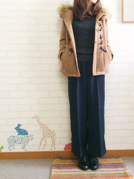 「Simplicite（サンプリシテ）のアイテム（ダッフルコート）」を使った、kinacoさん（レディース・156cm）の秋コーディネート