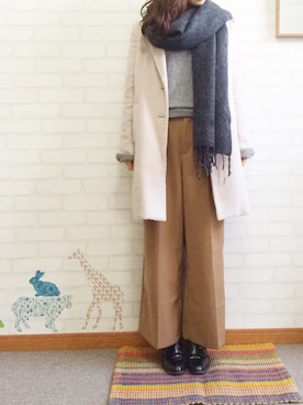 「COCO DEAL（ココディール）のアイテム（チェスターコート）」を使った、kinacoさん（レディース・156cm）の冬コーディネート