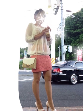 「JUSGLITTY（ジャスグリッティー）のアイテム（バッグ）」を使った、さち(=^ェ^=)さん（レディース・153cm）の夏コーディネート