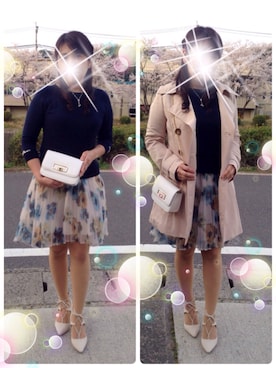 「JUSGLITTY（ジャスグリッティー）のアイテム（バッグ）」を使った、さち(=^ェ^=)さん（レディース・153cm）の春コーディネート