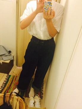 「MERLOT（メルロー）のアイテム（デニムパンツ、ブルー系）」を使った、마오さん（レディース・163cm）の夏コーディネート