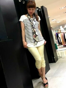 「qualite（カリテ）のアイテム（チュニック）」を使った、あいさんさん（レディース・165cm）の夏コーディネート