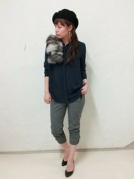 「qualite（カリテ）のアイテム（ハンチング/ベレー帽）」を使った、あいさんさん（レディース・165cm）の秋コーディネート