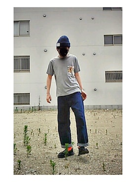 「ALLEGE（アレッジ）のアイテム（ニットキャップ/ビーニー）」を使った、mickさん（メンズ・164cm）の夏コーディネート