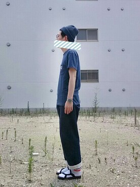 「ニットキャップ」｜「アイテム（セットアップ）」を使った、mickさん（メンズ・164cm）の夏コーディネート