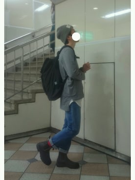 「SUNSEA（サンシー）のアイテム（帽子）」を使った、mickさん（メンズ・164cm）の秋コーディネート
