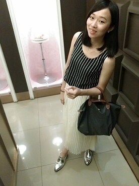 「アイテム（トートバッグ）」を使った、Huiyingさん（レディース・161cm）の秋コーディネート