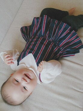 「Handmade（ハンドメイド）のアイテム（チュニック）」を使った、sayoさん（キッズ・70cm）の冬コーディネート