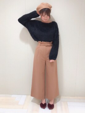 「TITTY&CO.（ティティーアンドコー）のアイテム（ハンチング/ベレー帽）」を使った、いむなおさん（レディース・163cm）の秋コーディネート