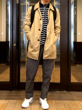 「アイテム（ステンカラーコート）」を使った、はやとくんさん（メンズ・170cm・10代）の春コーディネート