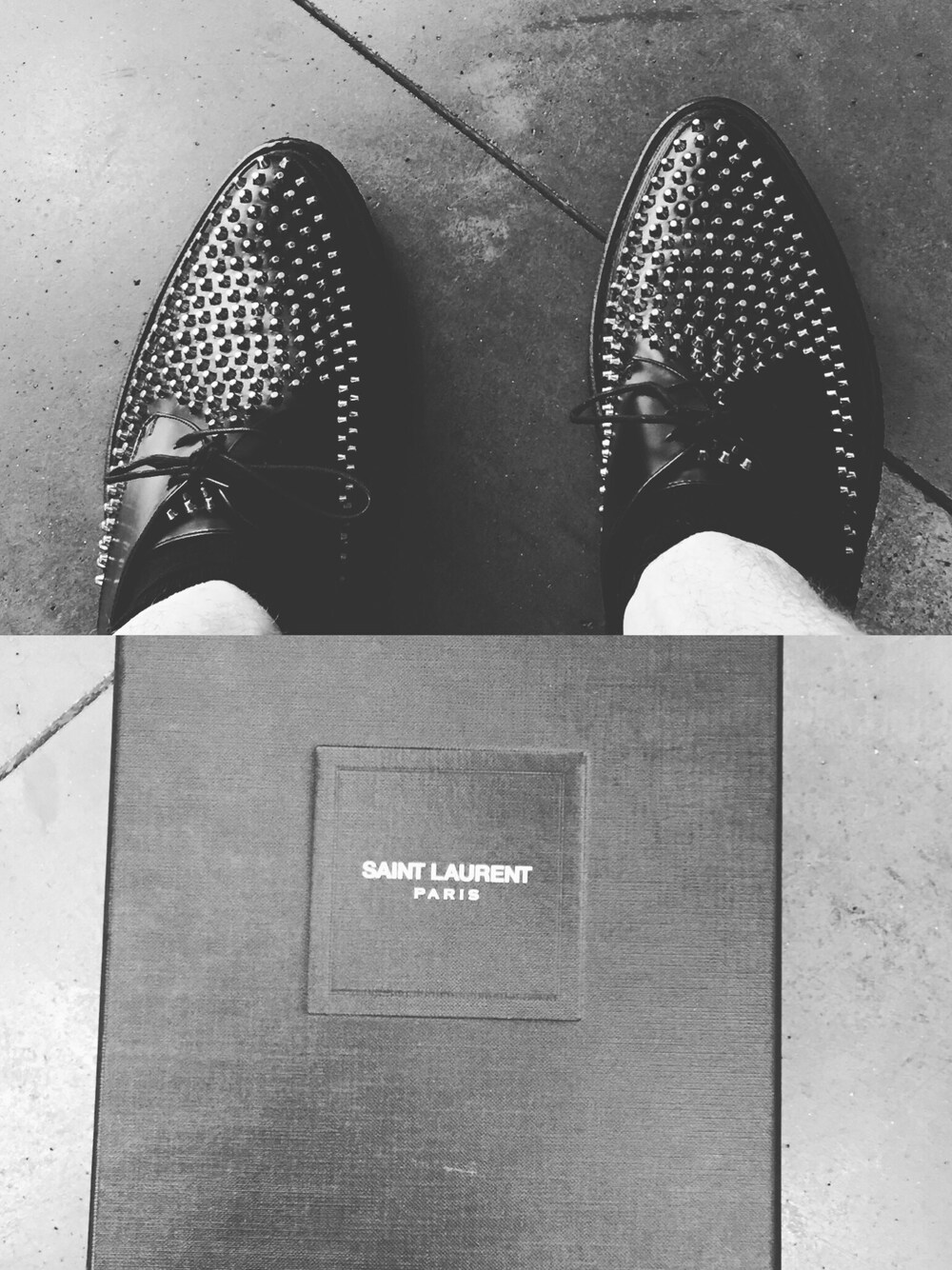 「saintlaurent 、BeverlyHills、ootd、shoes、studs、rock」｜「SAINT LAURENT PARISのアイテム（ドレスシューズ、ブラック系）」を使った、Gabriel Andreenさん（メンズ・185cm）の秋コーディネートの1枚目の写真