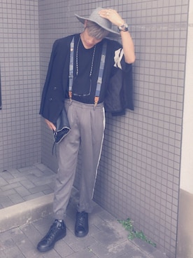 「URBAN RESEARCH（アーバンリサーチ）のアイテム（サスペンダー）」を使った、Shun Kiritaniさん（メンズ・175cm）の夏コーディネート