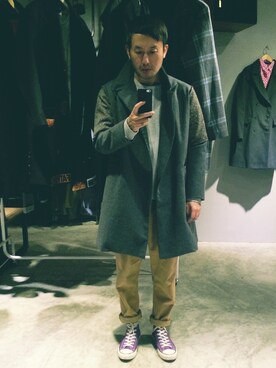 「GIVENCHY」｜「アイテム（ピーコート）」を使った、rechic clothing shopさん（メンズ・171cm）の冬コーディネート