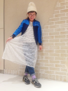 「アイテム（レッグウェア、パープル系）」を使った、a.nさん（レディース・155cm）の冬コーディネート