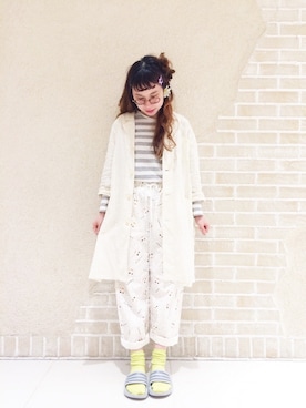 「アイテム（レッグウェア、グリーン系）」を使った、a.nさん（レディース・155cm）の春コーディネート