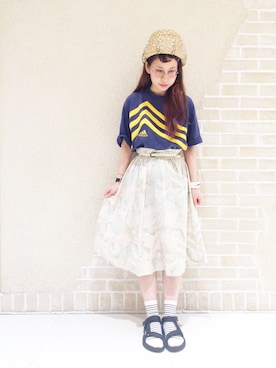 「アイテム（レッグウェア）」を使った、a.nさん（レディース・155cm）の春コーディネート