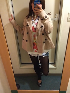 「Tシャツ×デニム」｜「アイテム（トレンチコート）」を使った、mogさん（レディース・151cm）の夏コーディネート