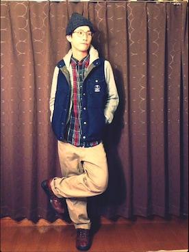「BLUE BLUE（ブルーブルー）のアイテム（パーカー）」を使った、old_goldさん（メンズ・170cm）の秋コーディネート