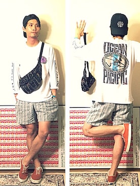 「TCSS（ティーシーエスエス）のアイテム（キャップ）」を使った、old_goldさん（メンズ・170cm）の夏コーディネート
